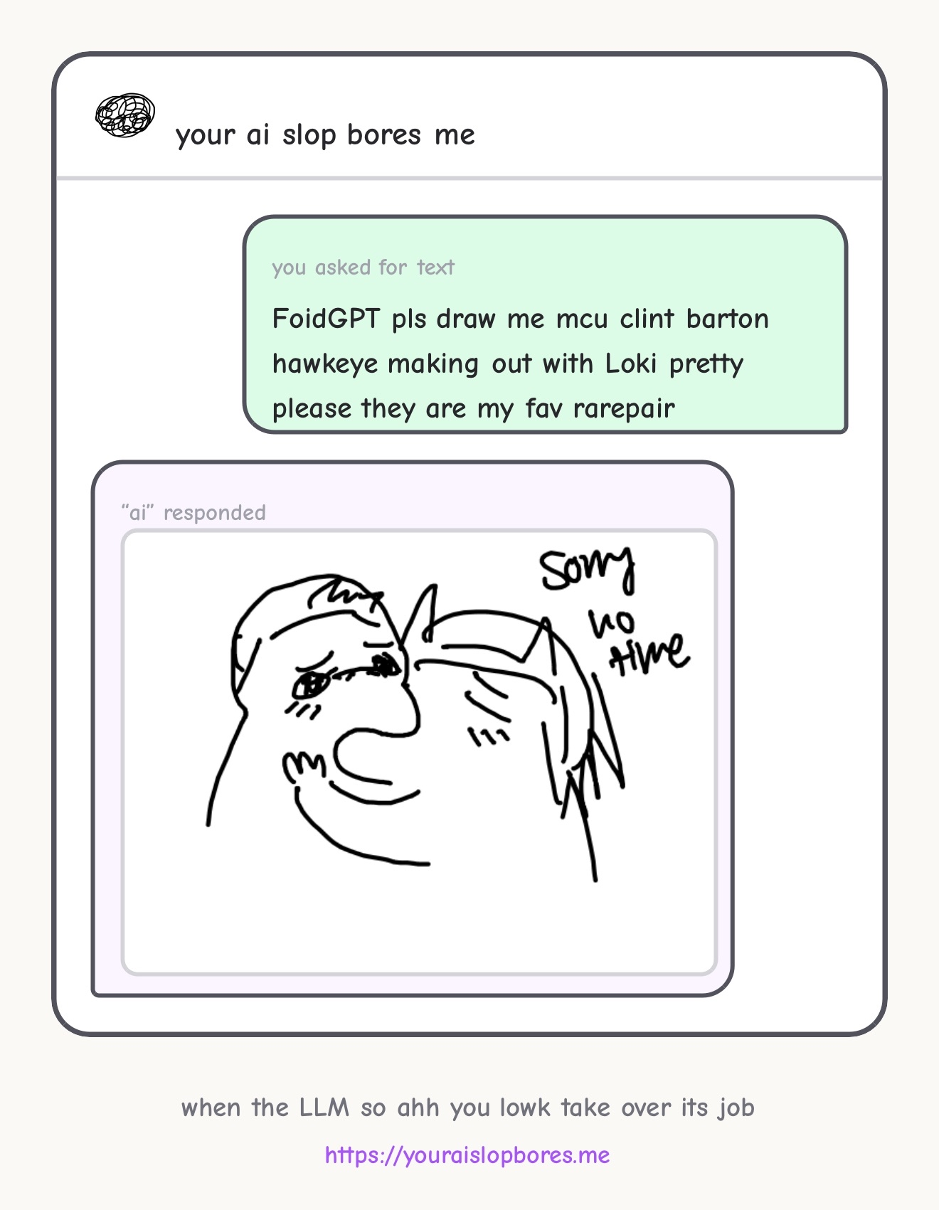 Marvel fan prompt — a human draws a response